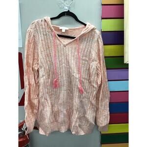 Belle boho Kim gravel rainbow yarn braided tassel hoodie medium pink quartz new